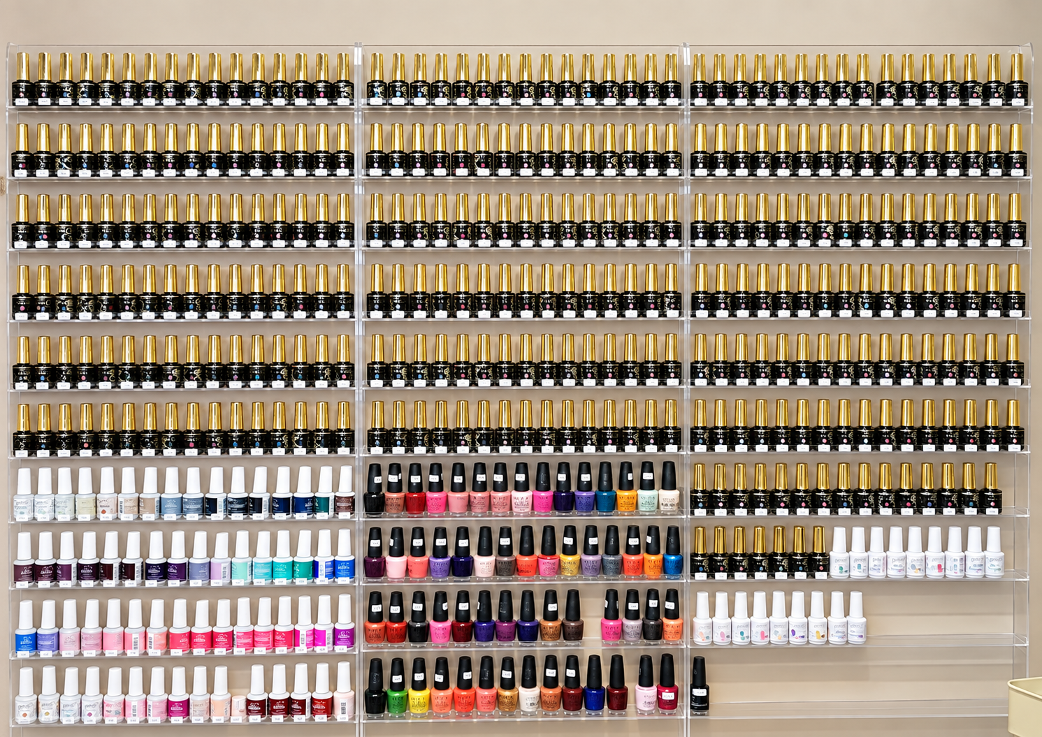 Morgan's full wall of nail polish colours